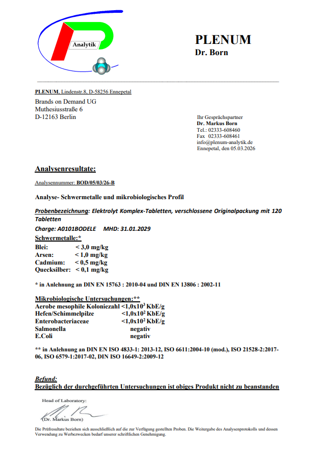 Elektrolyt Komplex - 120 vegane Tabletten