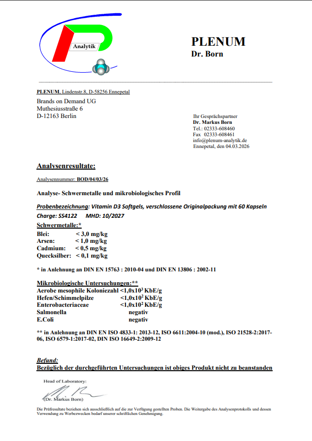 Vitamin D3 3.000 I.E - 60 vegane Softgels