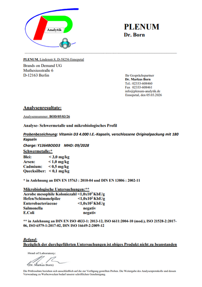 Vitamin D3 4.000 IE - 180 Softgels