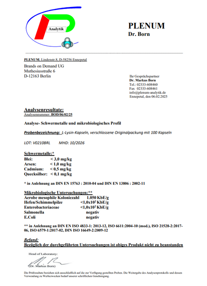 L-Lysin - 100 Kapseln