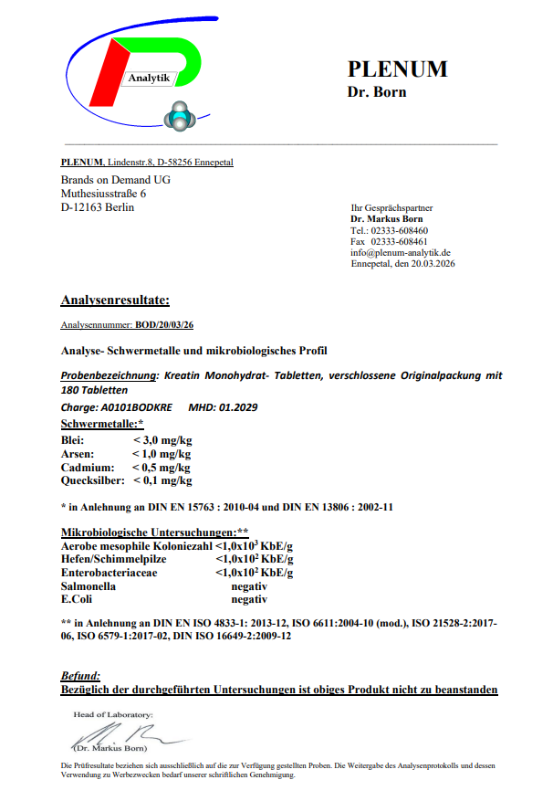 Kreatin Monohydrat - 180 vegane Tabletten
