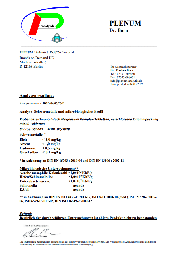 Magnesium 4fach Komplex - 60 vegane Tabletten