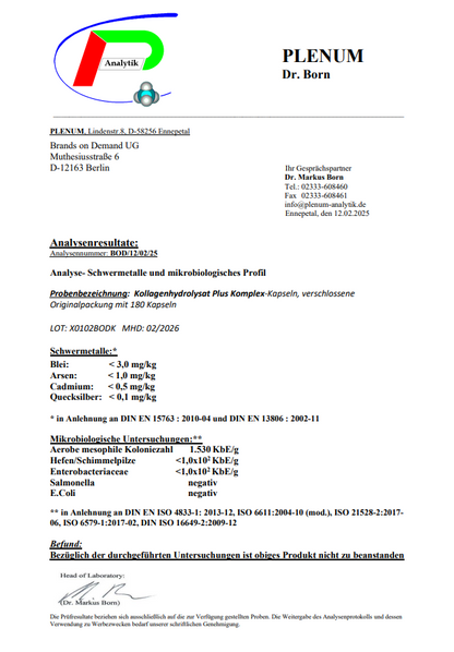 Premium Kollagenhydrolysat PLUS (3000-5000 DA ) - 180 Kapseln