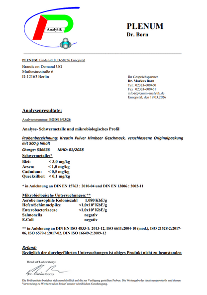 Kreatin Monohydrat Raspberry- 500g