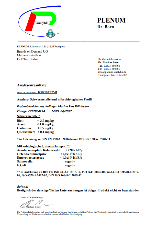 Kollagen Marine Plus (1500 DA) + - 50 Shots - Wildbeere - 500ml